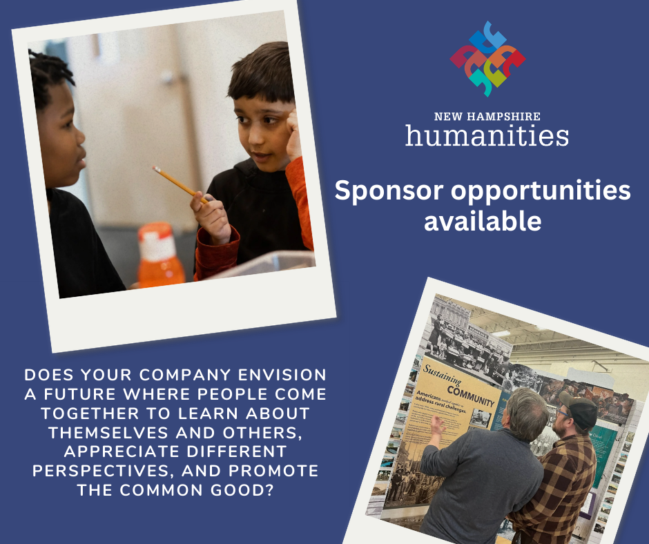 Two children talking together in a Connections program and two adults at a Museum on Main St exhibit. Sponsor opportunities available.